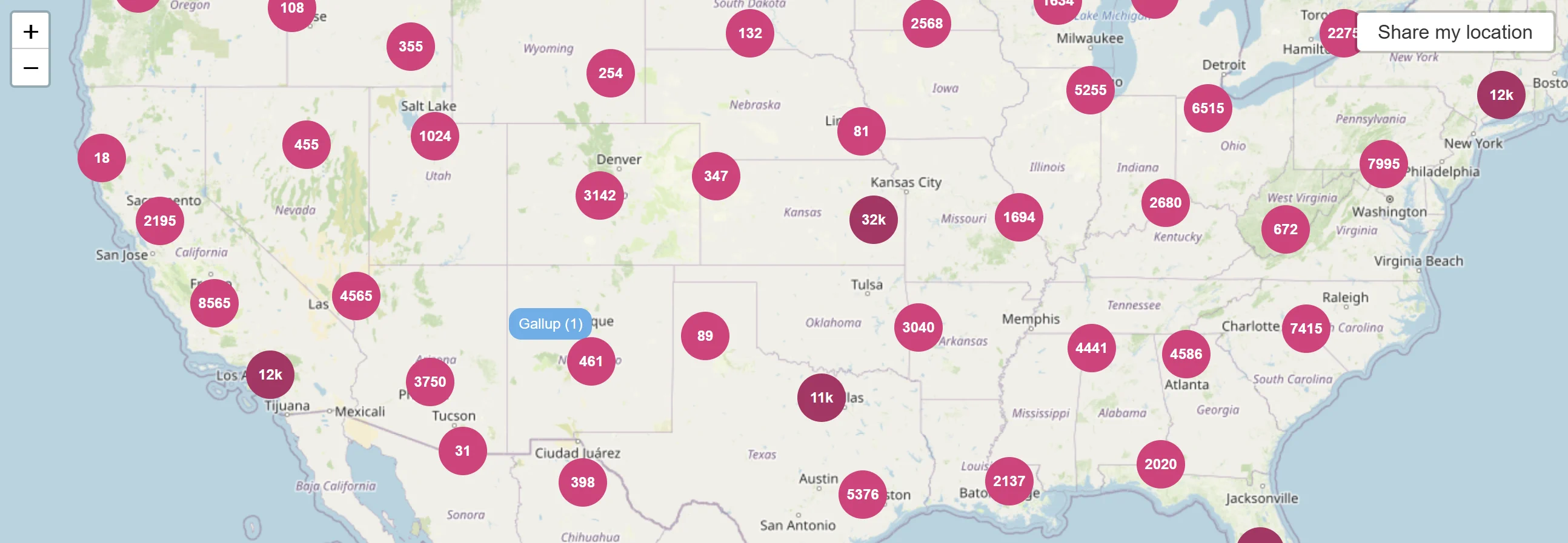 OnlyFans map of USA