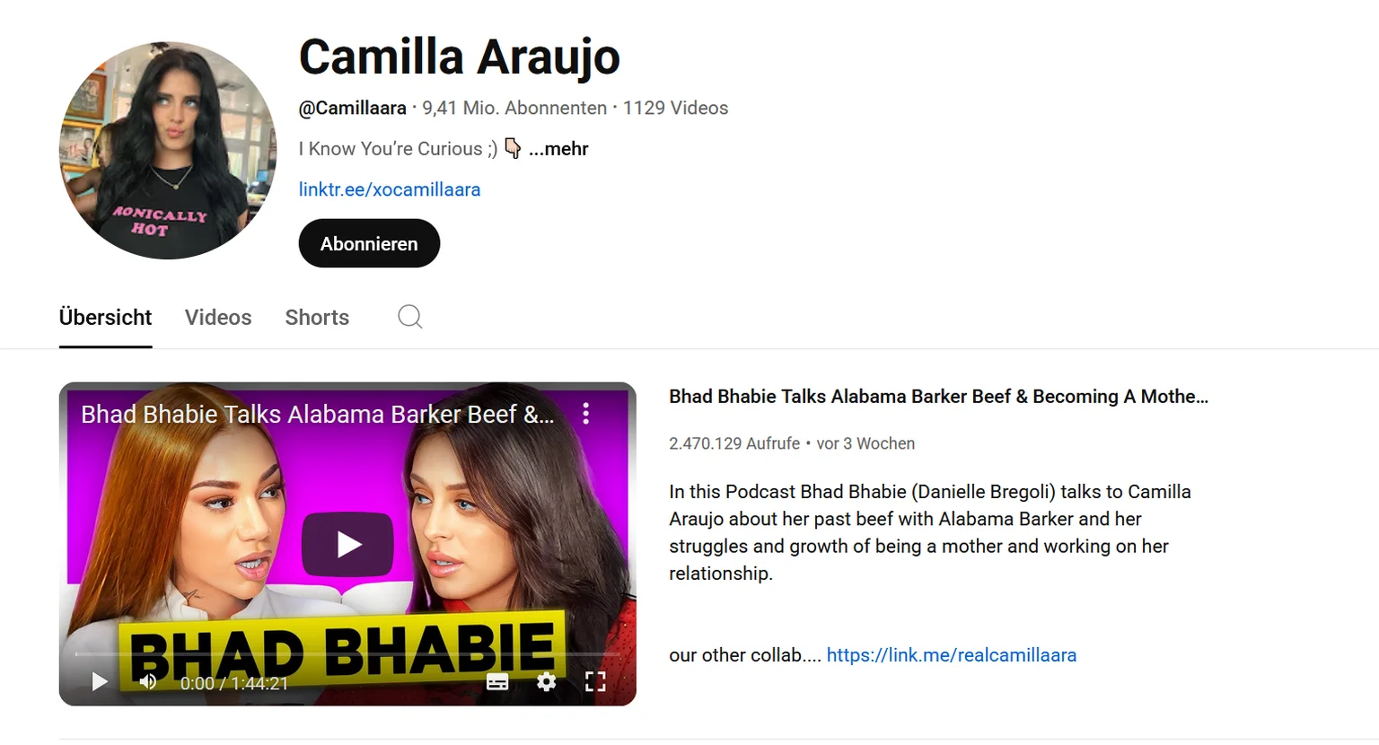 youtube channel of camilla araujo