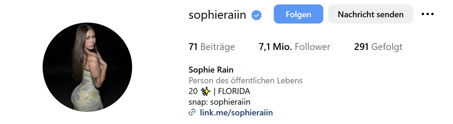 insta channel of sophie rain